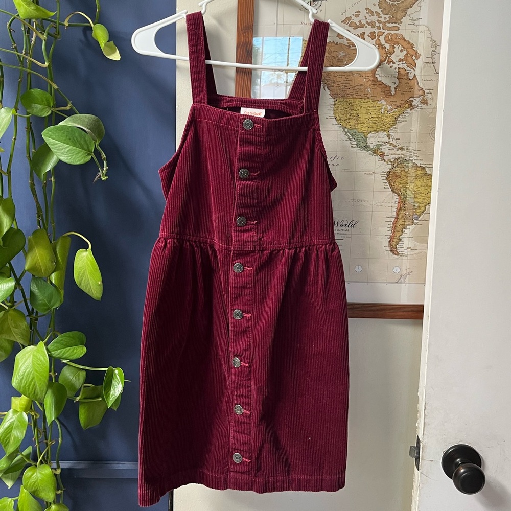 Girls maroon burgundy corduroy holiday dress Christmas Thanksgiving